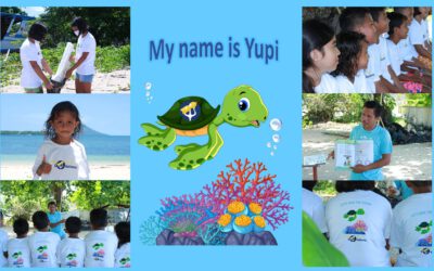 Yupi, our new mascot and the children from Siladen island